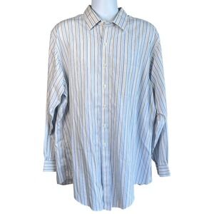Brooks Brothers Mens Slim Fit Non-Iron Cotton Striped Dress Shirt Size 18-6/7